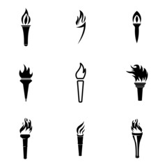 Vector black torch icons set - 64054979