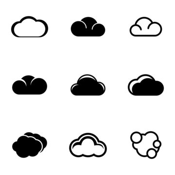 Vector black cloud icons set