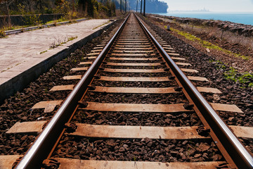 Railroad track near sea beach, Batumi, Georgia