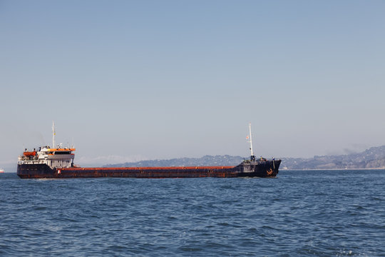 Bulk-carrier ship  moving in the sea