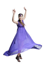 woman in dress spinning