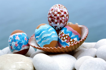 Easter Eggs in Seashell