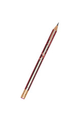 Naklejka premium old used pencil with eraser, isolated on white