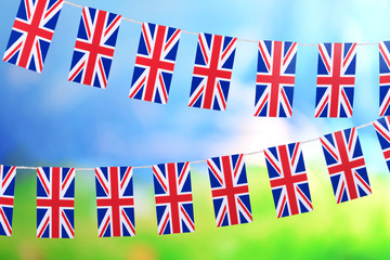 Garland of flags on bright background