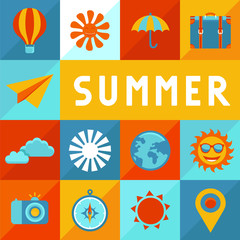 Fototapeta na wymiar Vector summer poster in flat style