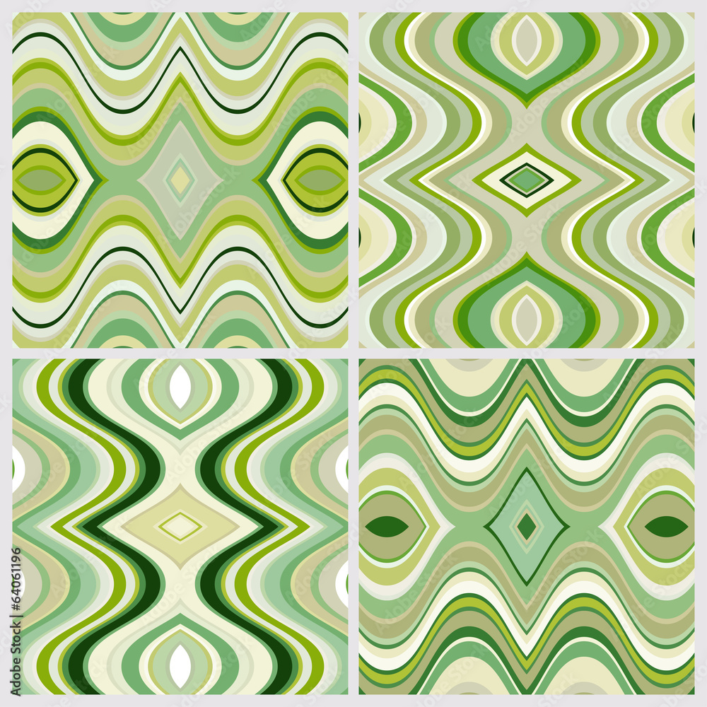 Aufkleber Set of Vector Seamless Abstract Wavy Backgrounds