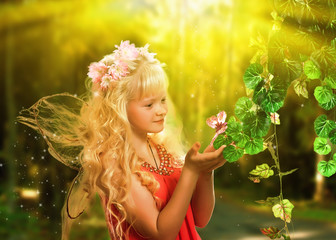 Sweet girl with butterfly wings.