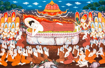 budha mural wat phrabahtseeroy, chiangmai Thailand