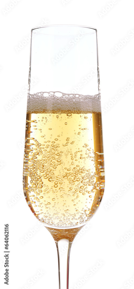 Wall mural Glass of champagne, isolated on white