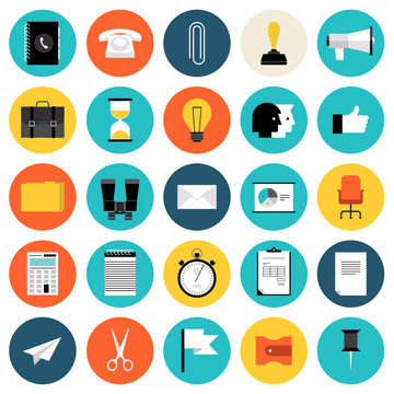 Marketing and business flat icons set