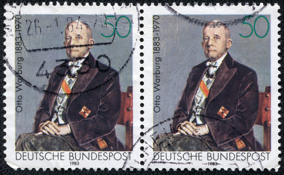stamp printed in Germany shows Otto Heinrich Warburg