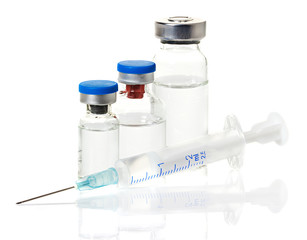 medical ampoule, vials, and syringes isolated