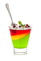 jelly dessert in glasses isolated on white