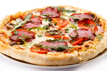 Pizza on white background