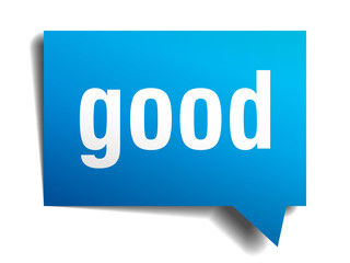 Good blue 3d realistic paper speech bubble isolated on white