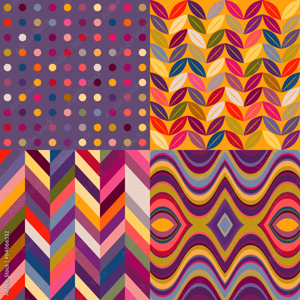 Aufkleber set of vector retro seamless abstract wavy backgrounds