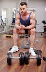 Fototapeta na wymiar Athletic man preparing for workout