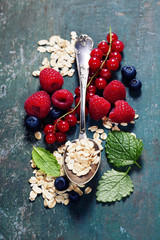 Breakfast with oats and berries