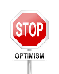 Red stop sign with optimism table - vector