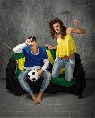 Italian versus Brazil football fans