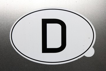 Ländercode Deutschland auf Autoaufkleber