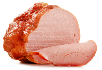Piece of fresh ham isolated on white