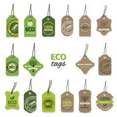 Eco organic label tags big set.