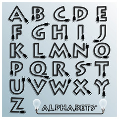 Electric Wire And Plug Alphabets Font Style