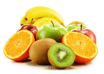 Composition with fruits isolated on white