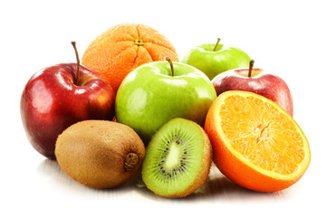 Composition with fruits isolated on white