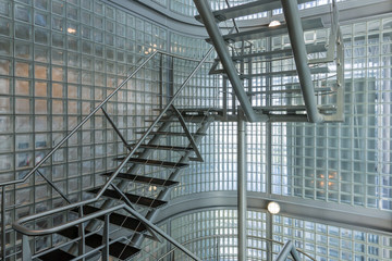 Steel stairway in a modern office building