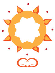 orange lotos mandala with dots ornament