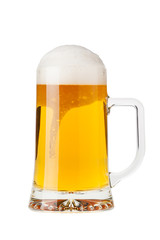 A pint of sparkling beer isolated on white background