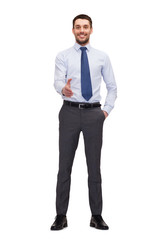 buisnessman with open hand ready for handshake