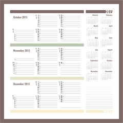 Vector planner for 20134 -Three month calendar
