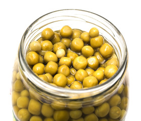 peas in a pot on white background