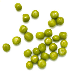 green peas on a white background. macro