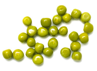 green peas on a white background. macro