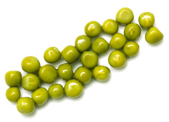 green peas on a white background. macro
