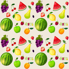 Fresh fruits seamless pattern
