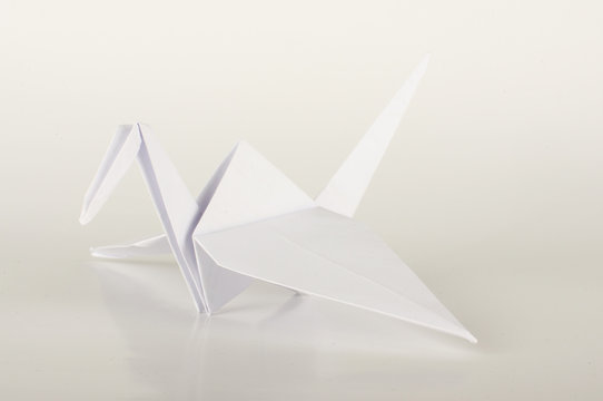 White Japan paper origami crane