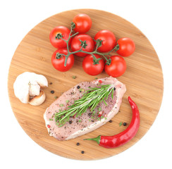 Raw meat steak with herbs and spices