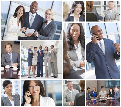 Interracial Business Men & Women Working Team