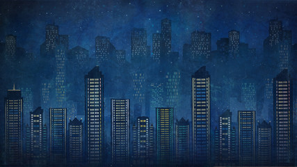 Night city. Skyscrapers.Megalop olis.graphic arts