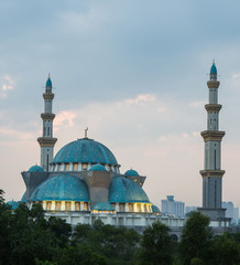 The Federal Territory mosque, Malaysia at sunrise © akulamatiau
