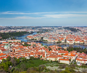 Fototapeta na wymiar View of Charles Bridge over Vltava river and Old city from Petri