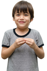 More kid hand sign language on white background