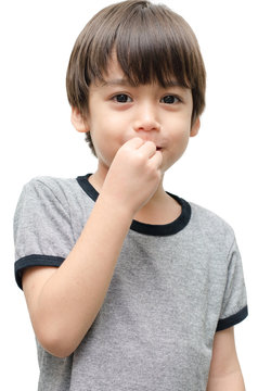 Eat kid hand sign language on white background