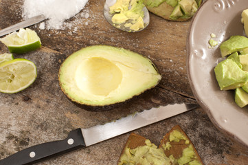 Preparing an avocado salad