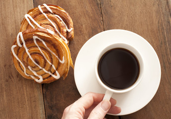 Coffee with fresh Danish pastries